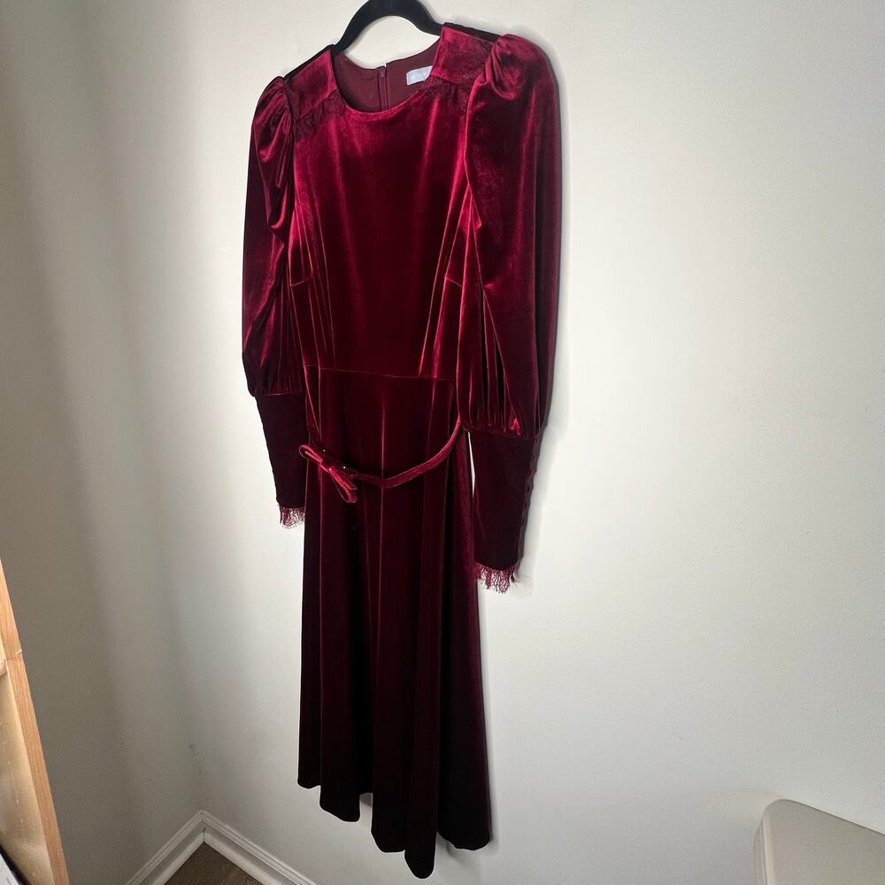 Antonio Melani Red Velvet Midi Dress Size 4 - Picture 5 of 9